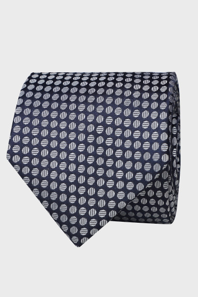 Granatowy Krawat Męski Wzór Kółka