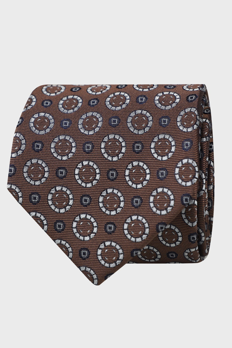 Brązowy krawat męski struktura elegancki | Villaro