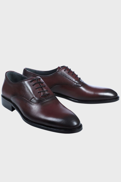 Bordowe Buty Męskie Skóra