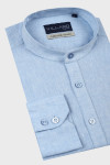 Niebieska Koszula Męska Stójka Len