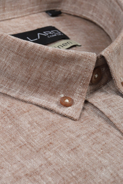 Brązowa Koszula Męska Len