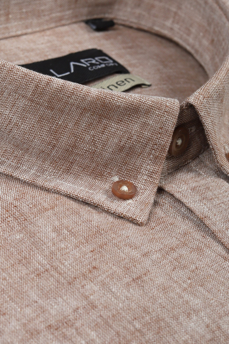 Brązowa koszula męska len | Villaro