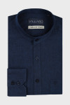 Granatowa koszula męska stójka len | Villaro
