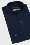 Granatowa koszula męska stójka len | Villaro