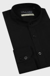 Czarna koszula męska stójka len | Villaro