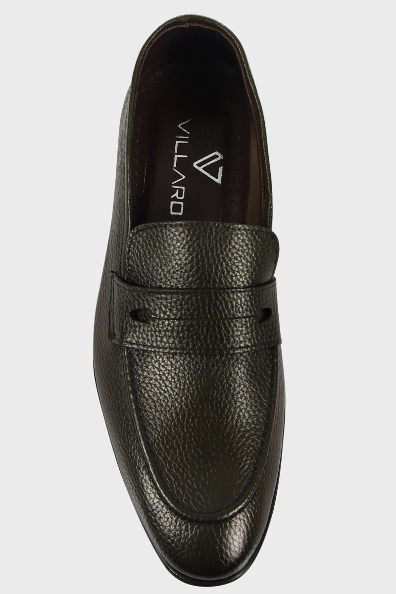 Zielone Buty Męskie Skóra