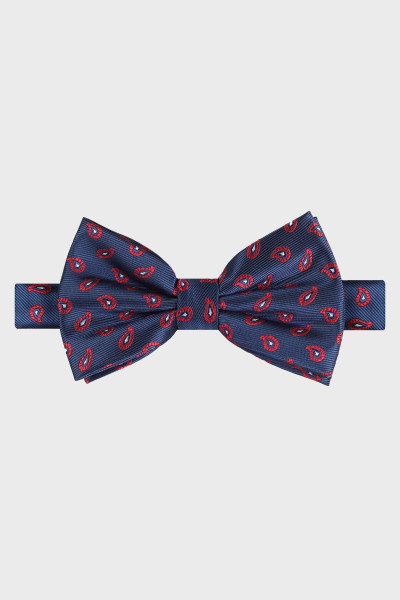 Granatowa Mucha Męska Wzór Paisley