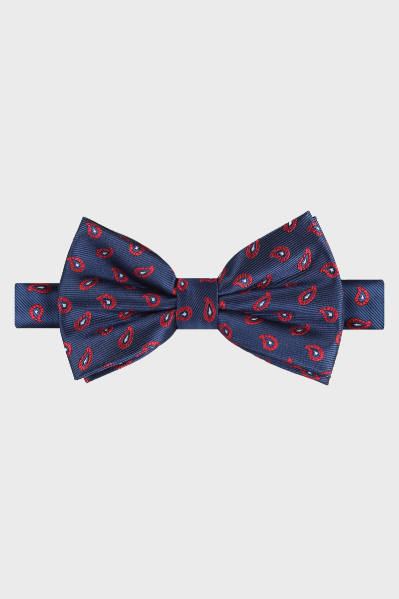 Granatowa Mucha Męska Wzór Paisley