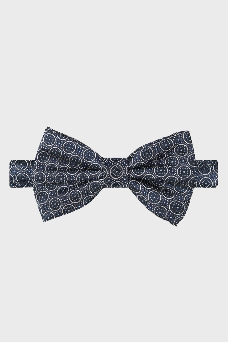 Granatowa Mucha Męska Wzór Kółka