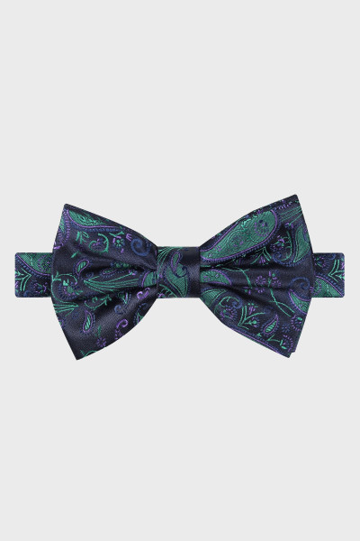 Granatowa Mucha Męska Wzór Paisley