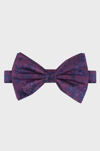 Fioletowa Mucha Męska Wzór Kwiaty