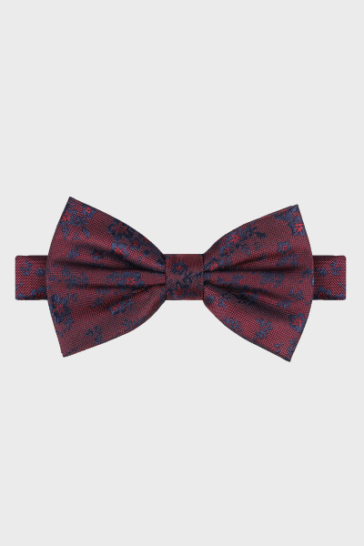 Bordowa Mucha Męska Wzór Kwiaty