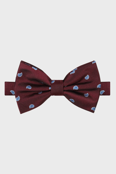 Bordowa Mucha Męska Wzór Paisley