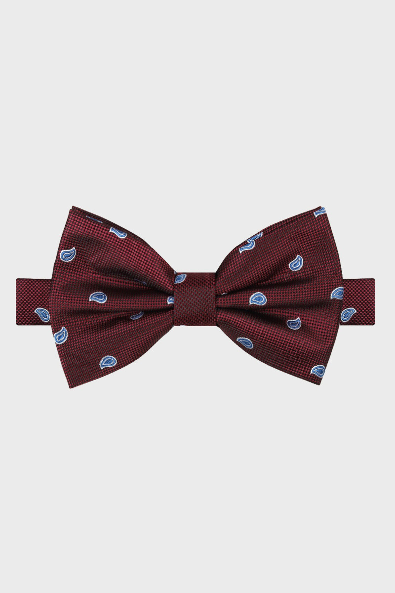 Bordowa Mucha Męska Wzór Paisley