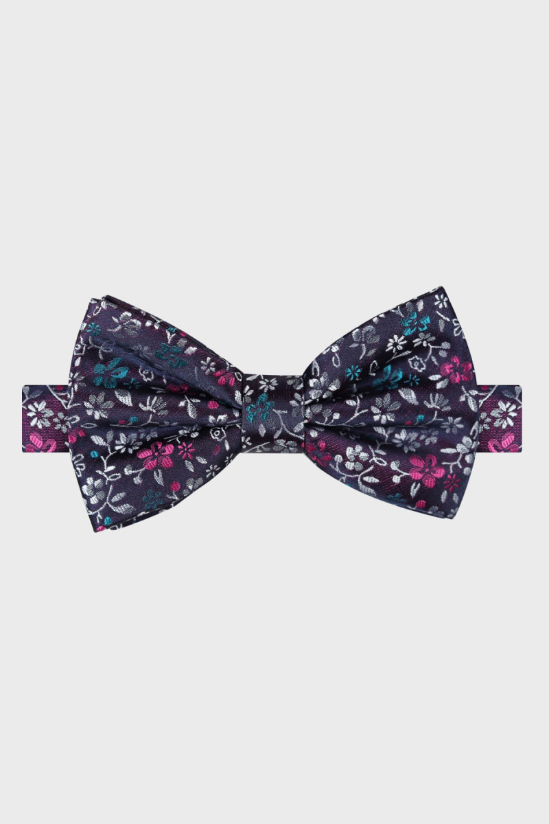 Mucha męska granatowo-różowa kwiaty | Villaro