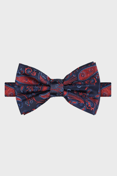 Granatowa Mucha Męska Wzór Paisley