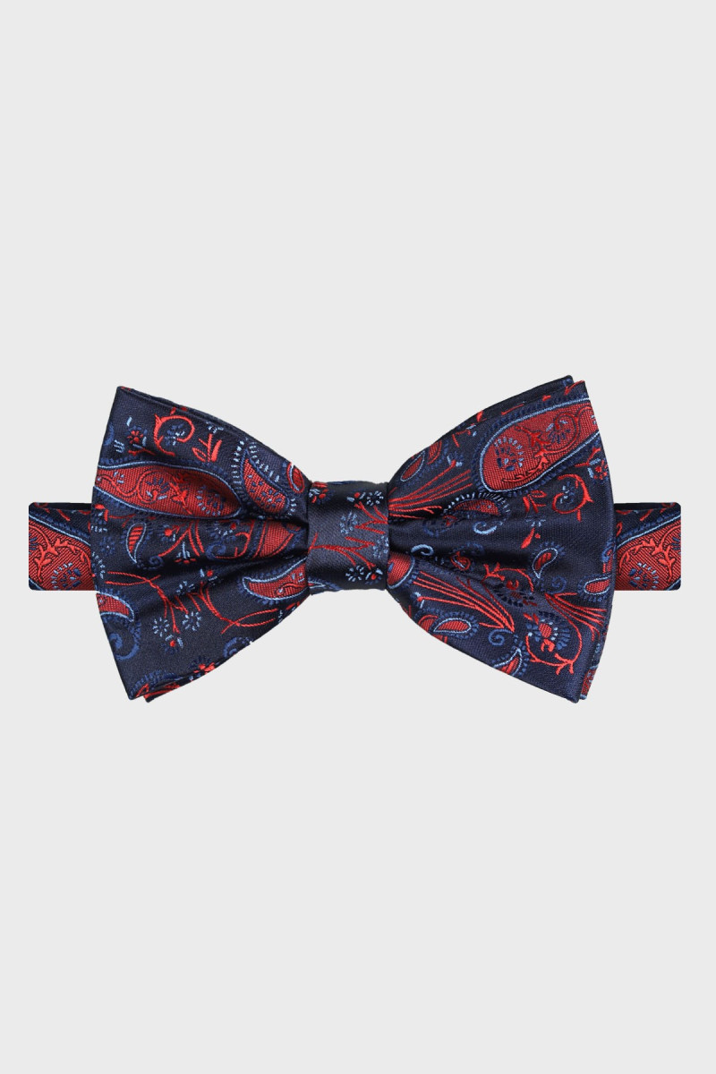 Granatowa Mucha Męska Wzór Paisley