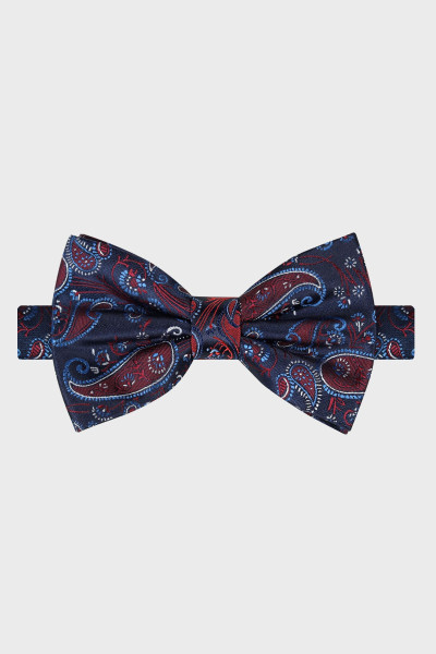 Granatowa Mucha Męska Wzór Paisley