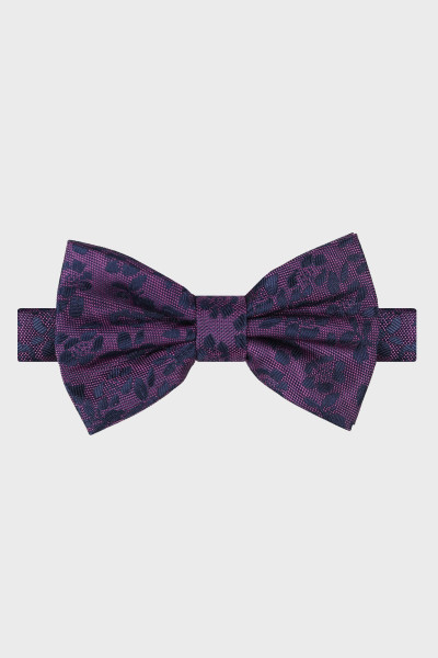 Fioletowa Mucha Męska Wzór Kwiaty