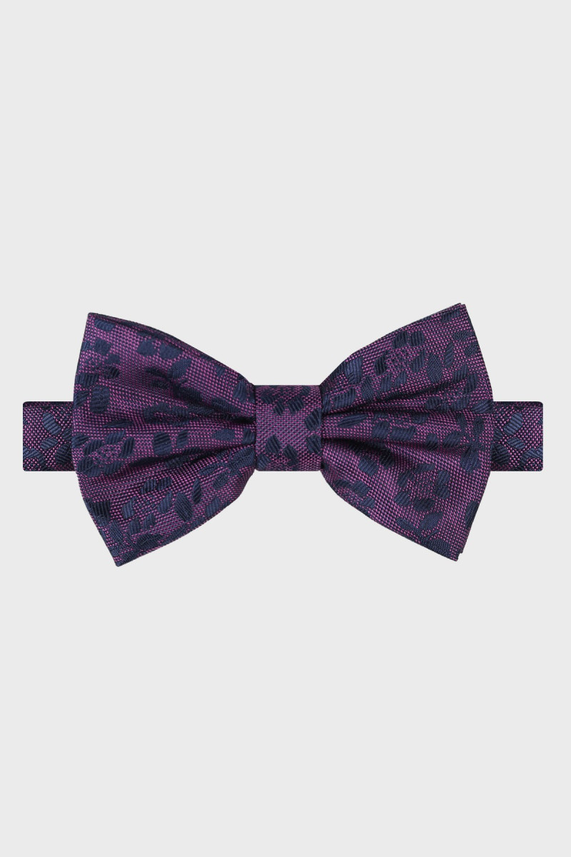 Fioletowa Mucha Męska Wzór Kwiaty