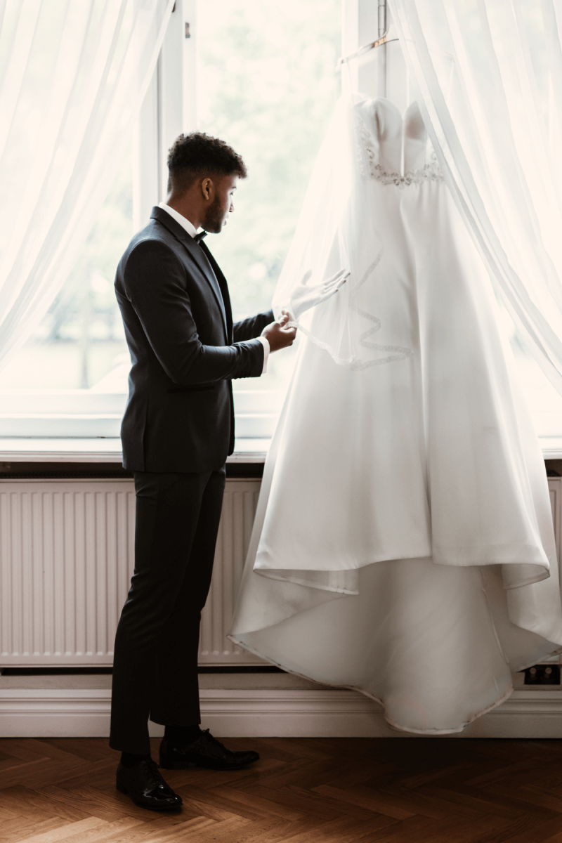 Szary Smoking Męski