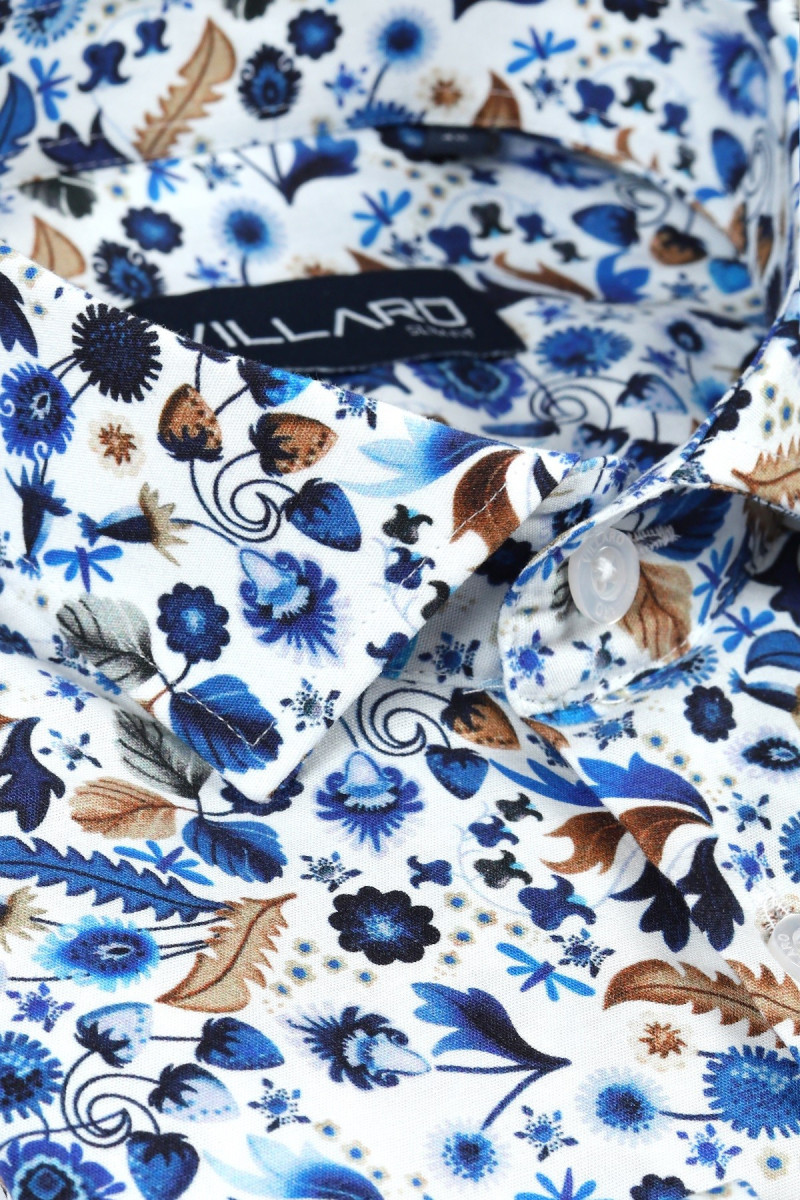 Koszula męska wzór niebieskie liście | Villaro