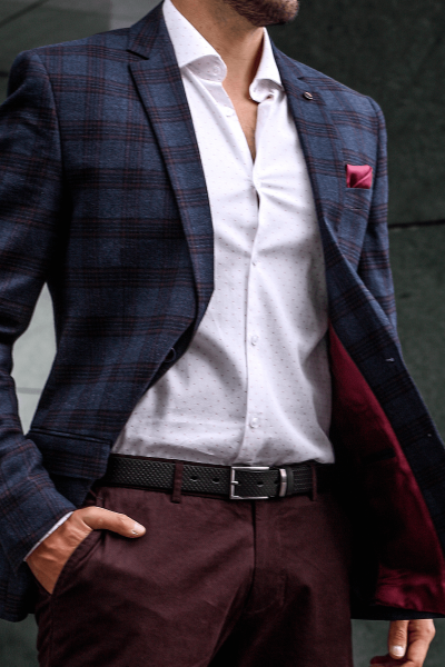 Marynarka Męska w Kratę Granatowa Slim Fit