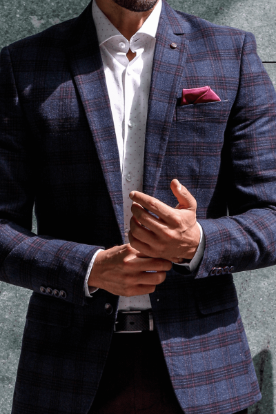 granatowa marynarka męska VILLARO slim fit przód