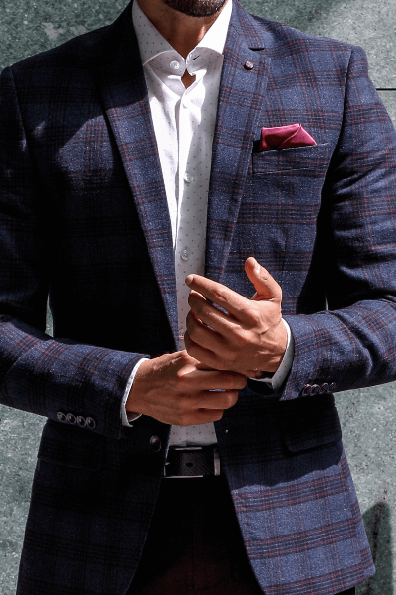 granatowa marynarka męska VILLARO slim fit przód