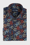 Granatowe koszula męska w okrągłe kwiaty | Villaro