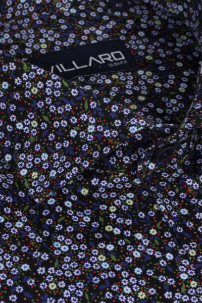 Granatowa Koszula Męska Wzór Kwiaty