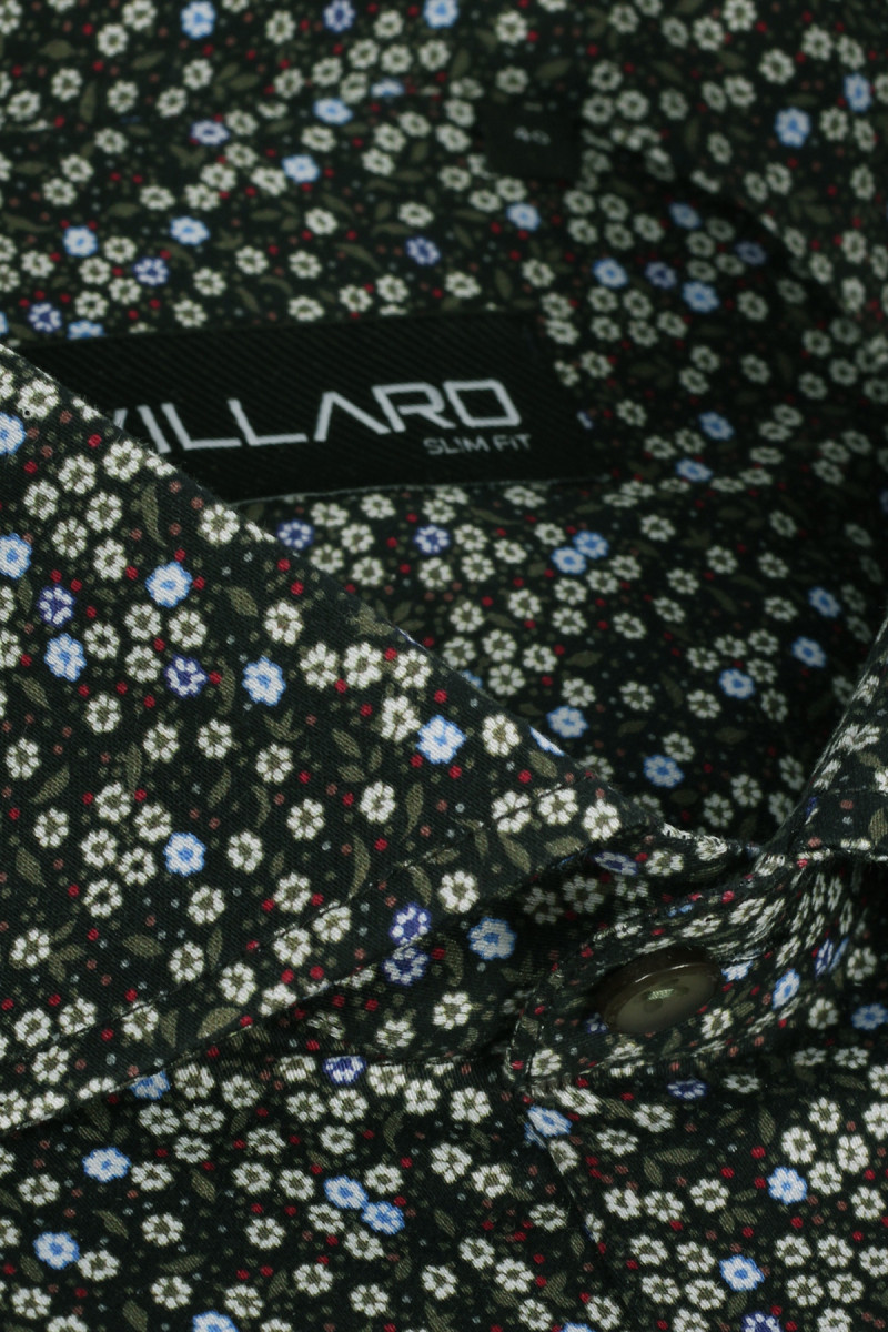 Zielona koszula męska wzór kwiaty | Villaro
