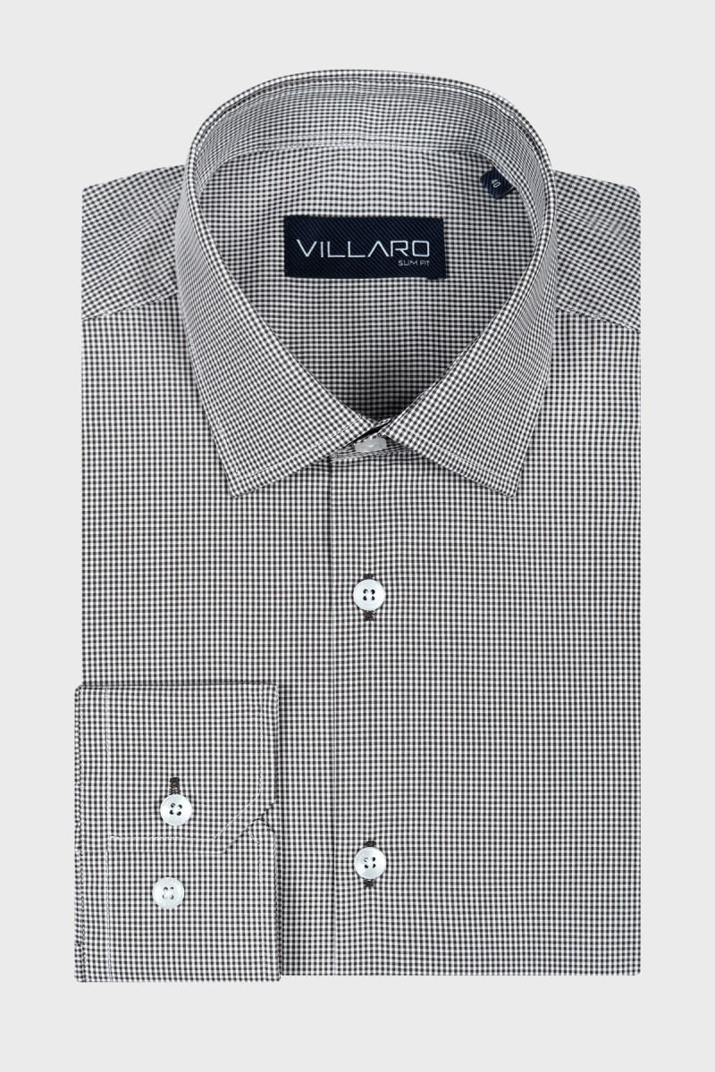 Brązowa Koszula Męska Wzór Krata