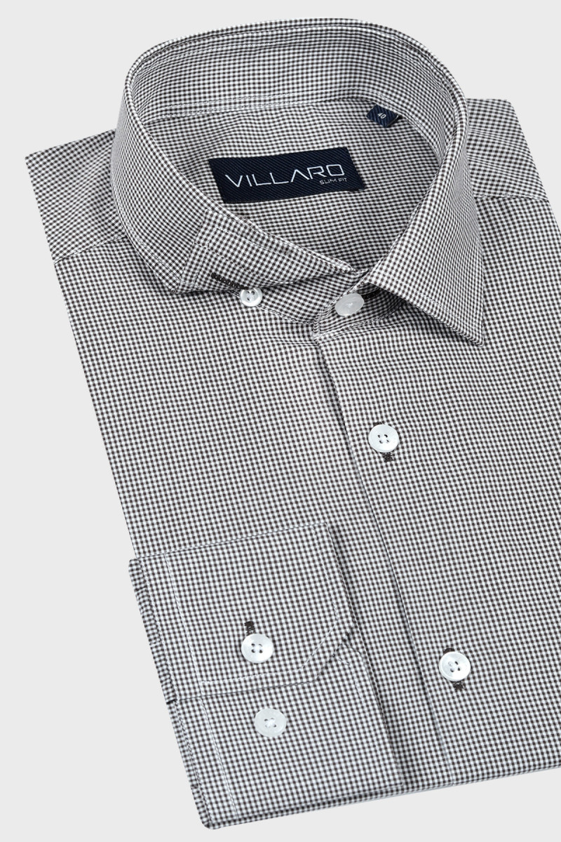 Brązowa Koszula Męska Wzór Krata