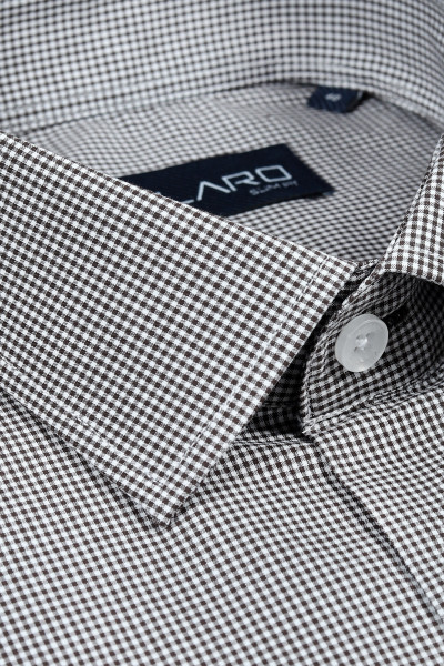 Brązowa Koszula Męska Wzór Krata