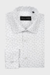 Biała koszula męska w drobne kwiaty, kontury | Villaro