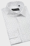 Biała koszula męska w drobne kwiaty, kontury | Villaro