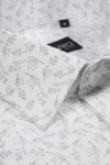 Biała koszula męska w drobne kwiaty, kontury | Villaro