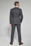 Szary Garnitur Męski Wzór Krata