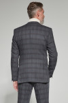 Szary Garnitur Męski Wzór Krata
