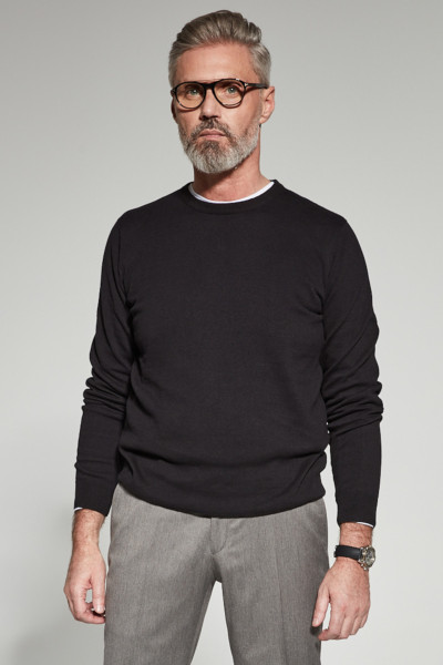 Czarny sweter męski Villaro – klasyczny fason z okrągłym dekoltem