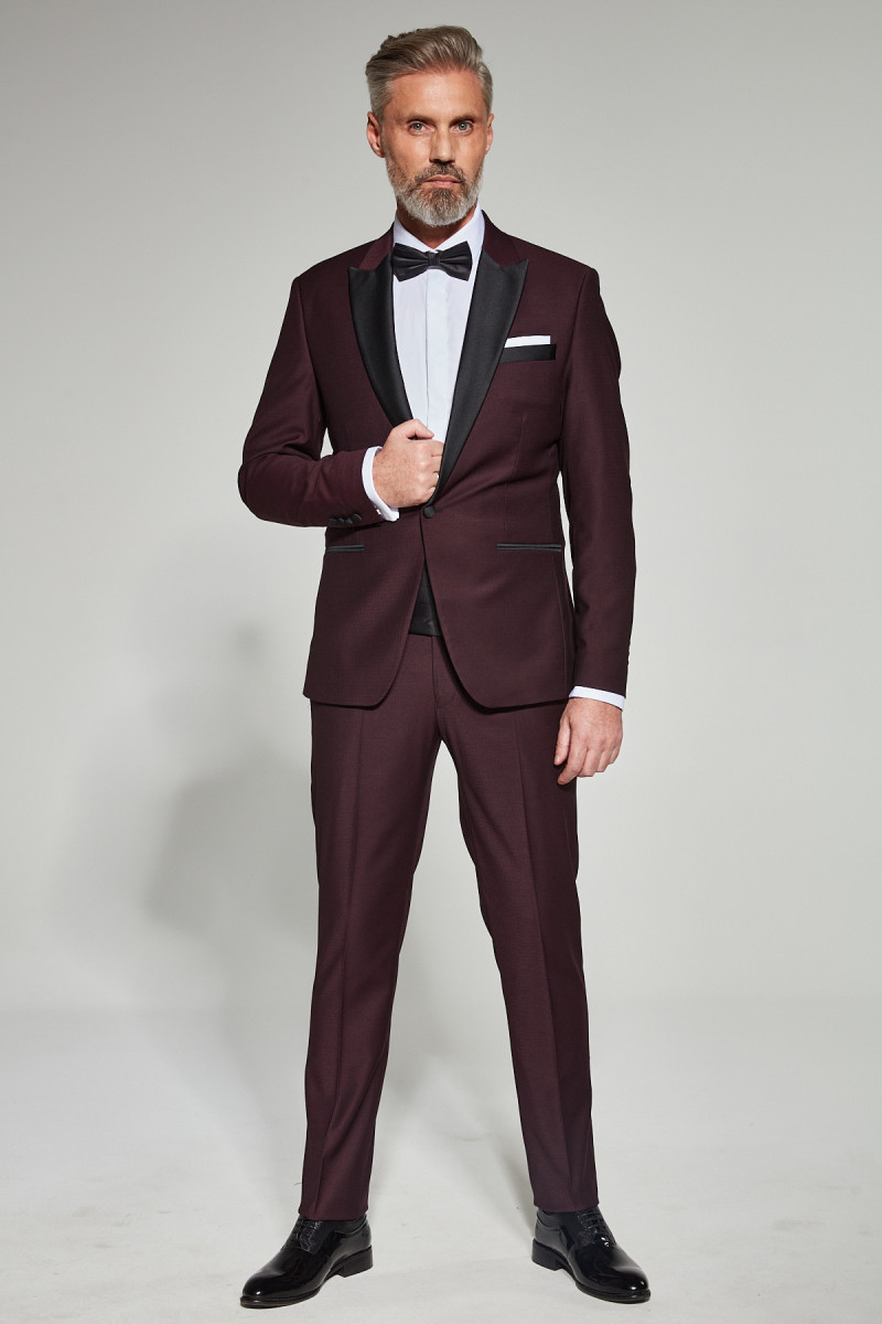 Bordowy smoking męski ślubny | Villaro