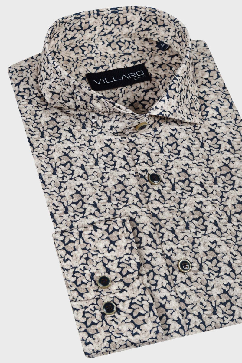 Koszula męska we wzór roślinny | Villaro