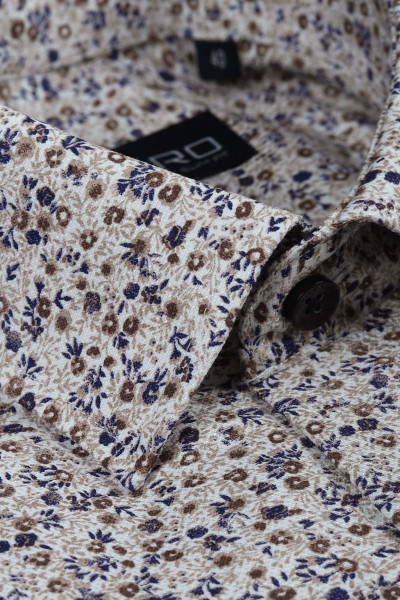 Beżowa Koszula Męska Microwzór