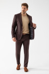 Brązowy garnitur męski wzór delikatna kratka | Villaro