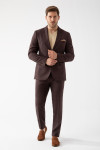 Brązowy garnitur męski wzór delikatna kratka | Villaro