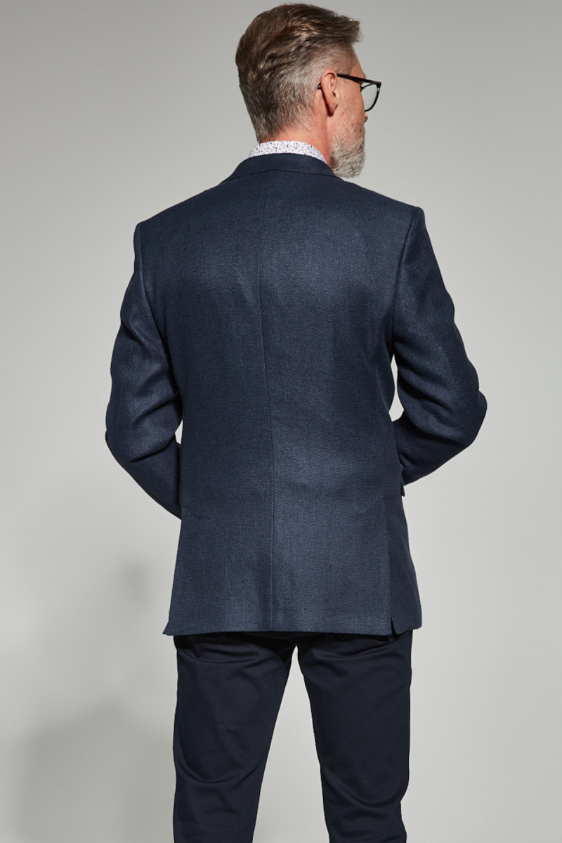 Granatowa Marynarka Męska Struktura