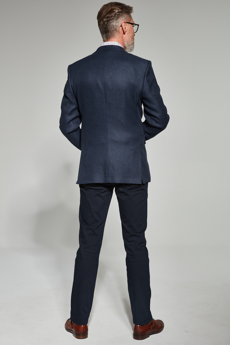 Granatowa Marynarka Męska Struktura