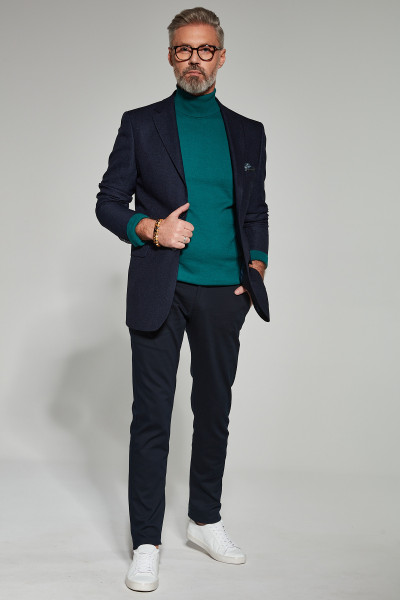 Granatowa Marynarka Męska VIMONTE z Lnem