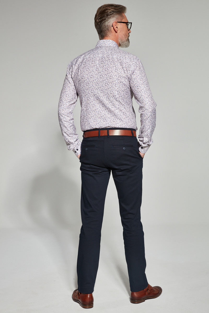 Beżowa koszula męska microwzór | Villaro